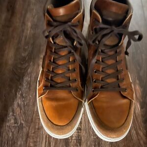 Men's High-Top Brown Leather Sneakers